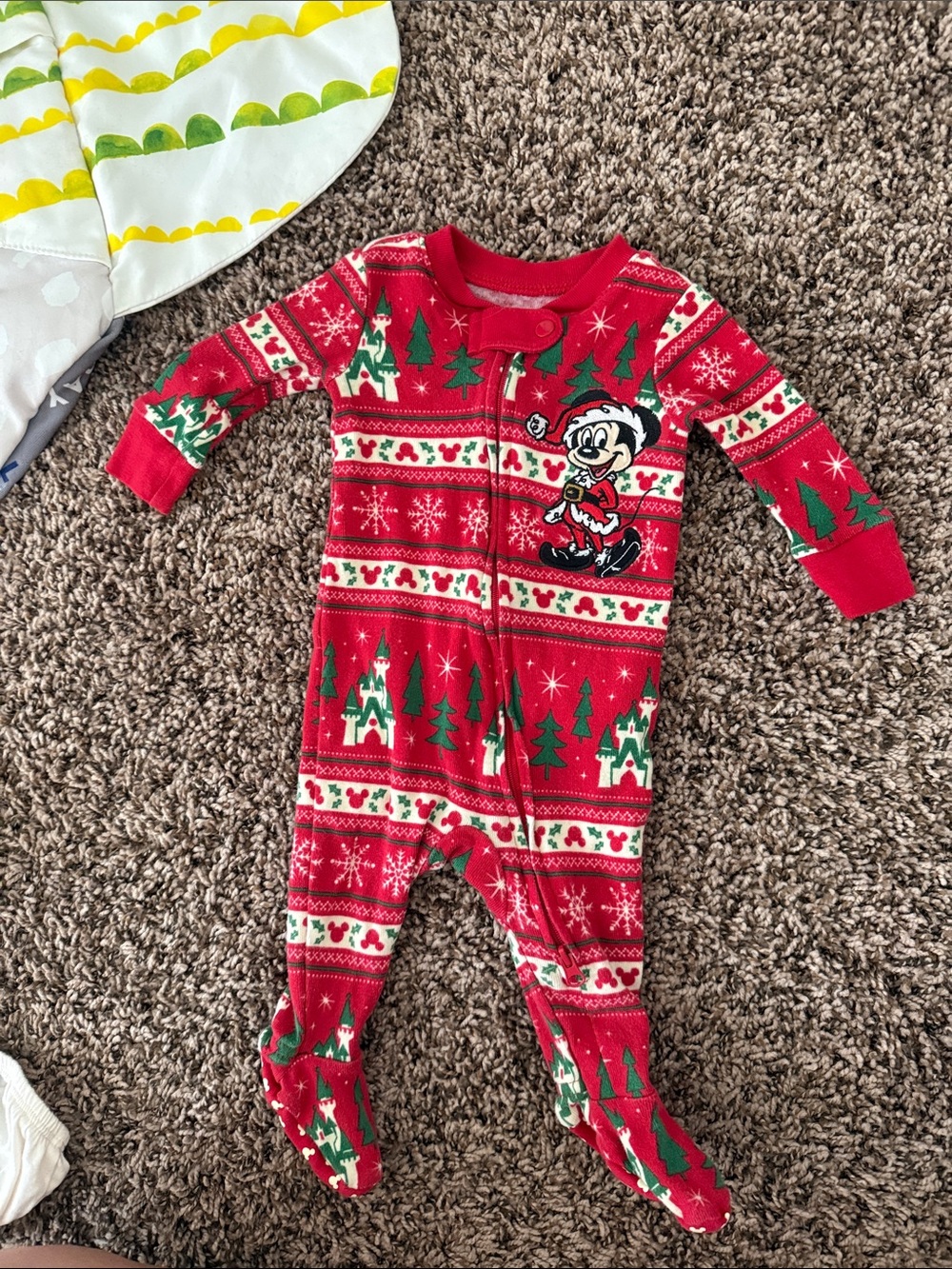 Disney Red Christmas Mickey Mouse Footed One-Piece